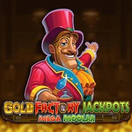 Try Gold Factory Jackpots Mega Moolah slot by Aurum Signature Studios on felicebett.com – logo image